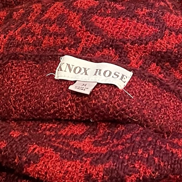 Knox Rose Burgundy / Red Fringed Cowl Neck Sweater - Picture 3 of 4